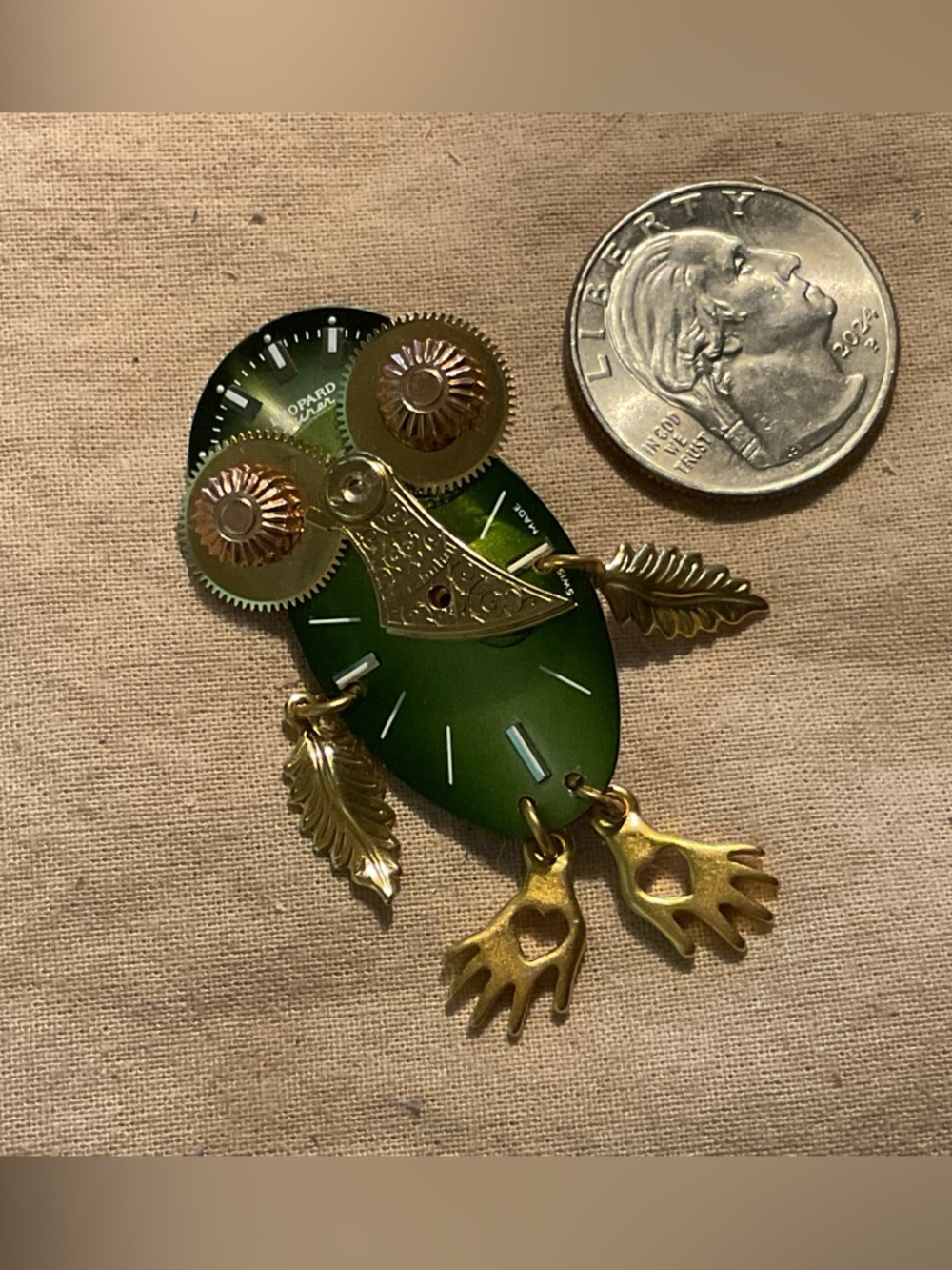 Owl pin made from watch parts Steampunk